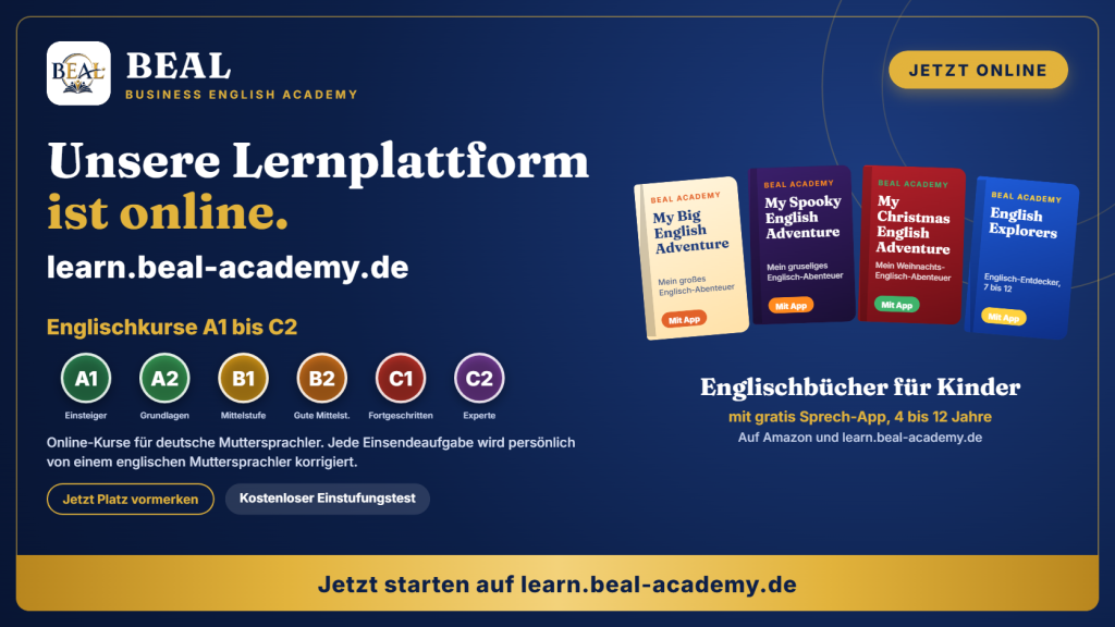 BEAL Lernplattform learn.beal-academy.de: Englischkurse A1 bis C2 und Englischbücher für Kinder mit Sprech-App